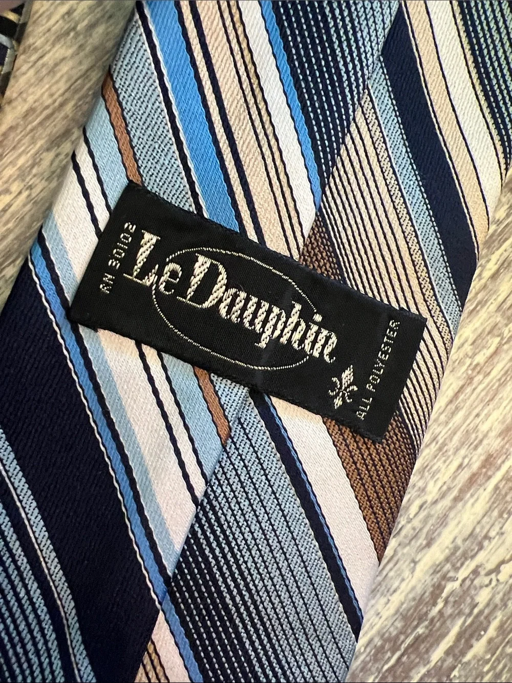 Assorted Men's Blue Patterned Silk and Polyester Ties. Set of 4